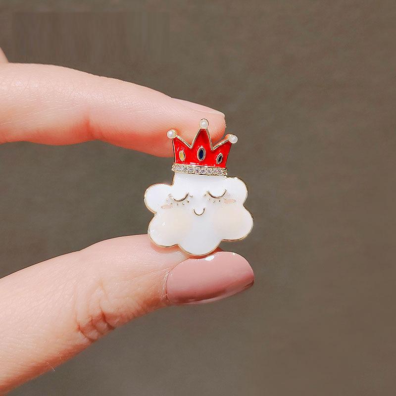 Милая брошь в виде облака-короны с антибликовым покрытием, Роскошная и нишевая брошь-застежка с масляной эмалью и антибликовым покрытием, Элегантная булавка